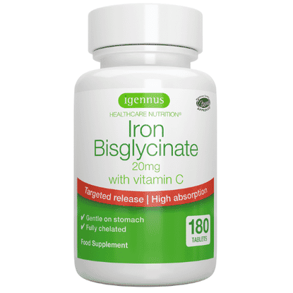 Iron Bisglycinate 20mg with Vitamin C 180s