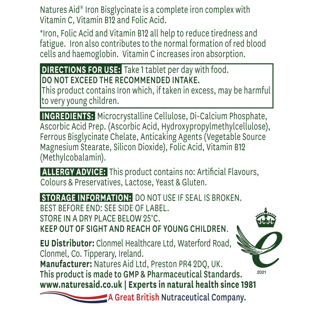 Iron Bisglycinate (Elemental) 14mg 90s