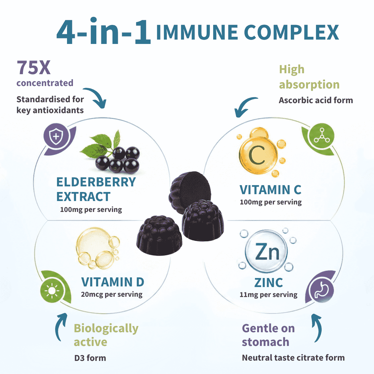 Kids & Adults Elderberry Immune Gummies 90s