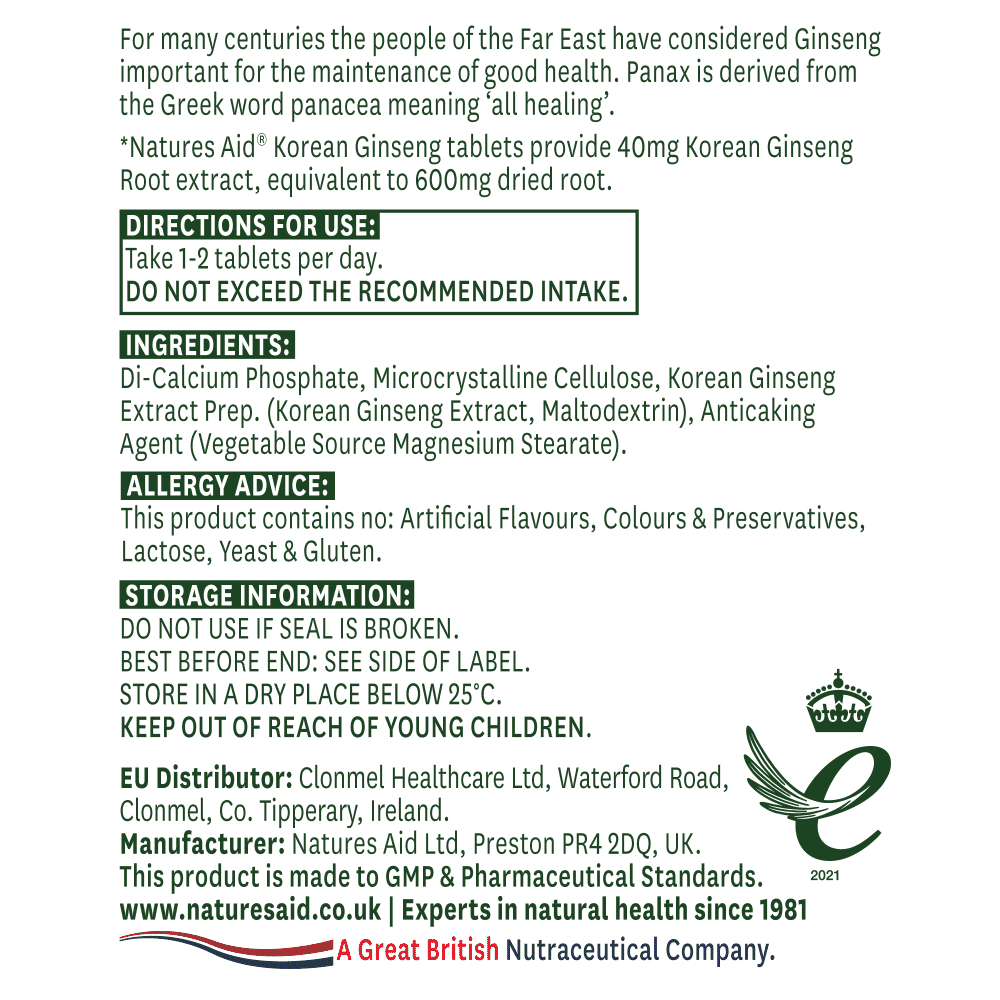 Korean Ginseng (Standardised) 600mg 90s
