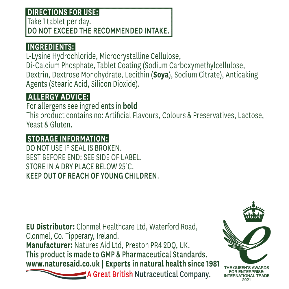 L-Lysine (High Potency) 1000mg 60s