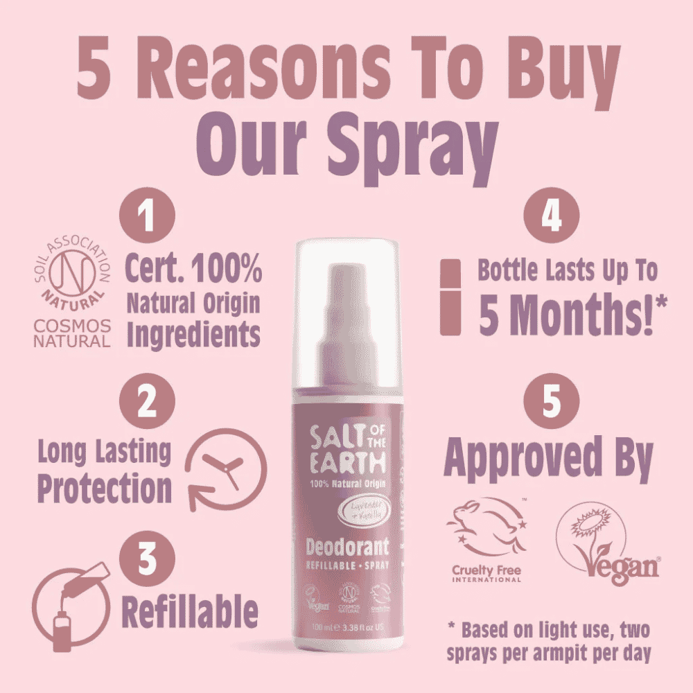 Lavender & Vanilla Deodorant Refillable Spray 100ml
