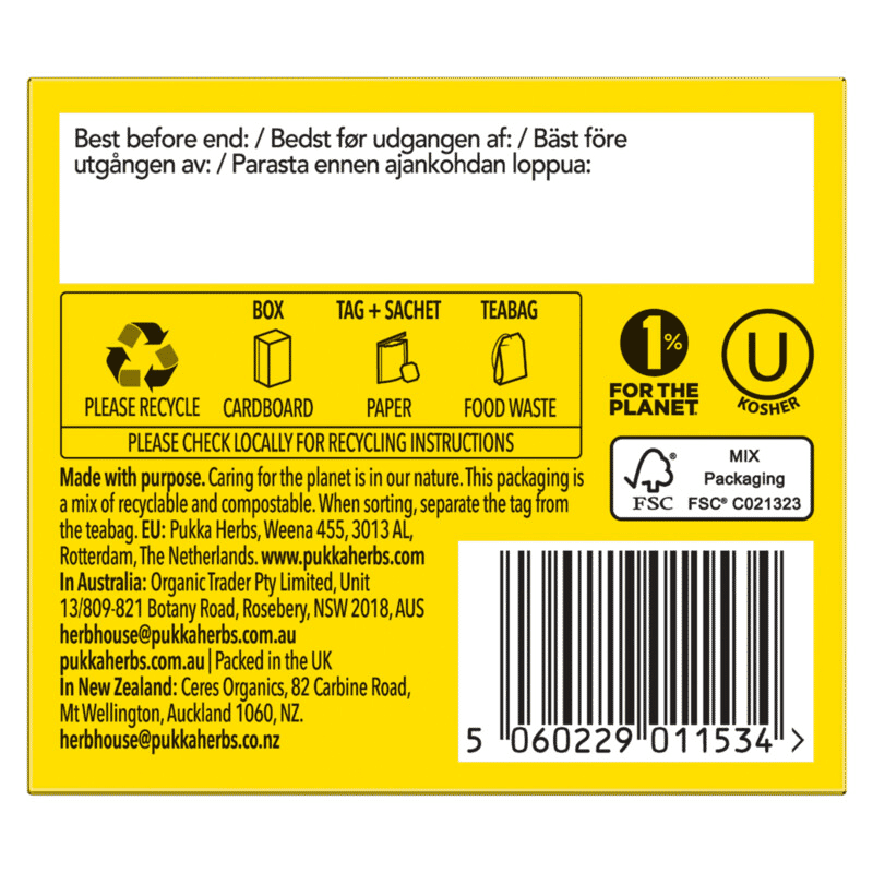 Lemon, Ginger & Manuka Honey Tea 20 Sachets