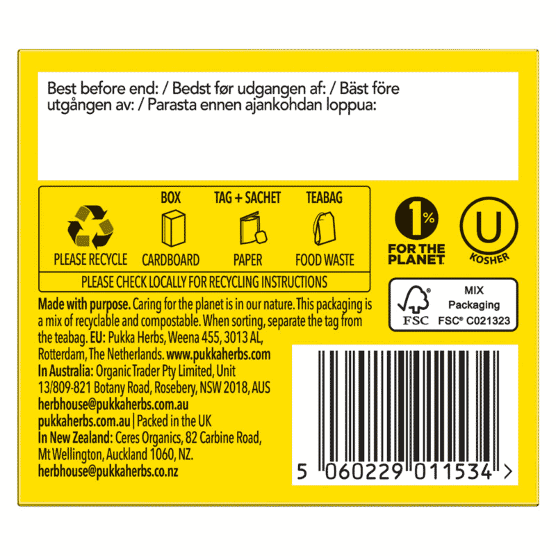 Lemon, Ginger & Manuka Honey Tea 20 Sachets