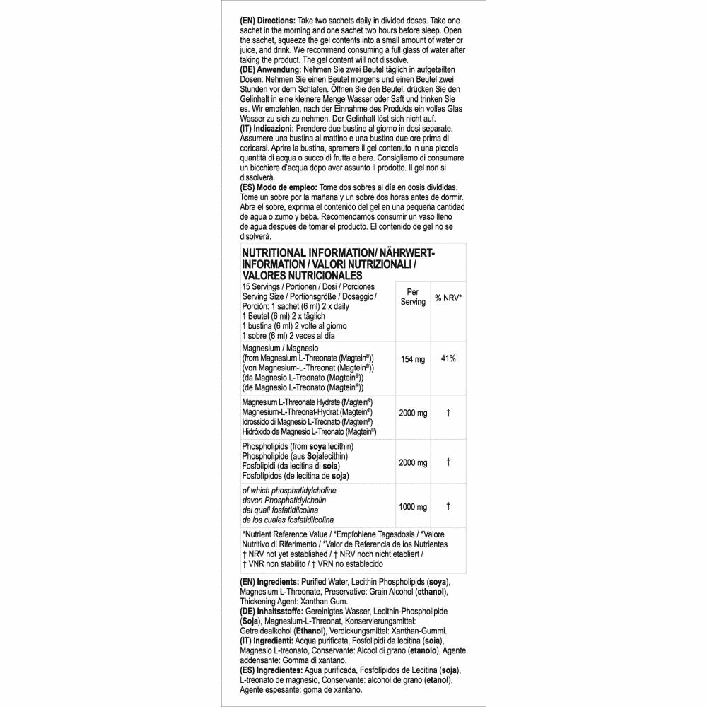 Liposomal Magnesium L-Threonate 30 Sachets