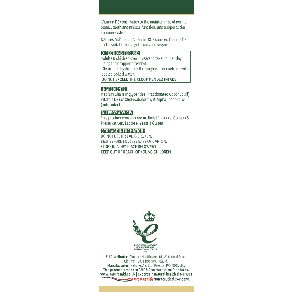 Liquid Vitamin D3 (High Strength) 2,500iu 50ml