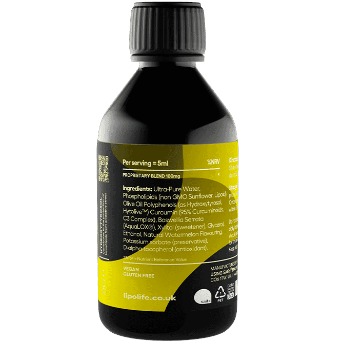 LLT2 Curcumin, Boswellia, Hydroxytyrosol Watermelon Flavour 240ml (Liposomal)