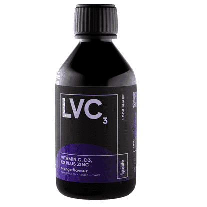 LVC3 Vitamin C, D3, K2 Plus Zinc Orange Flavour 240ml (Liposomal)