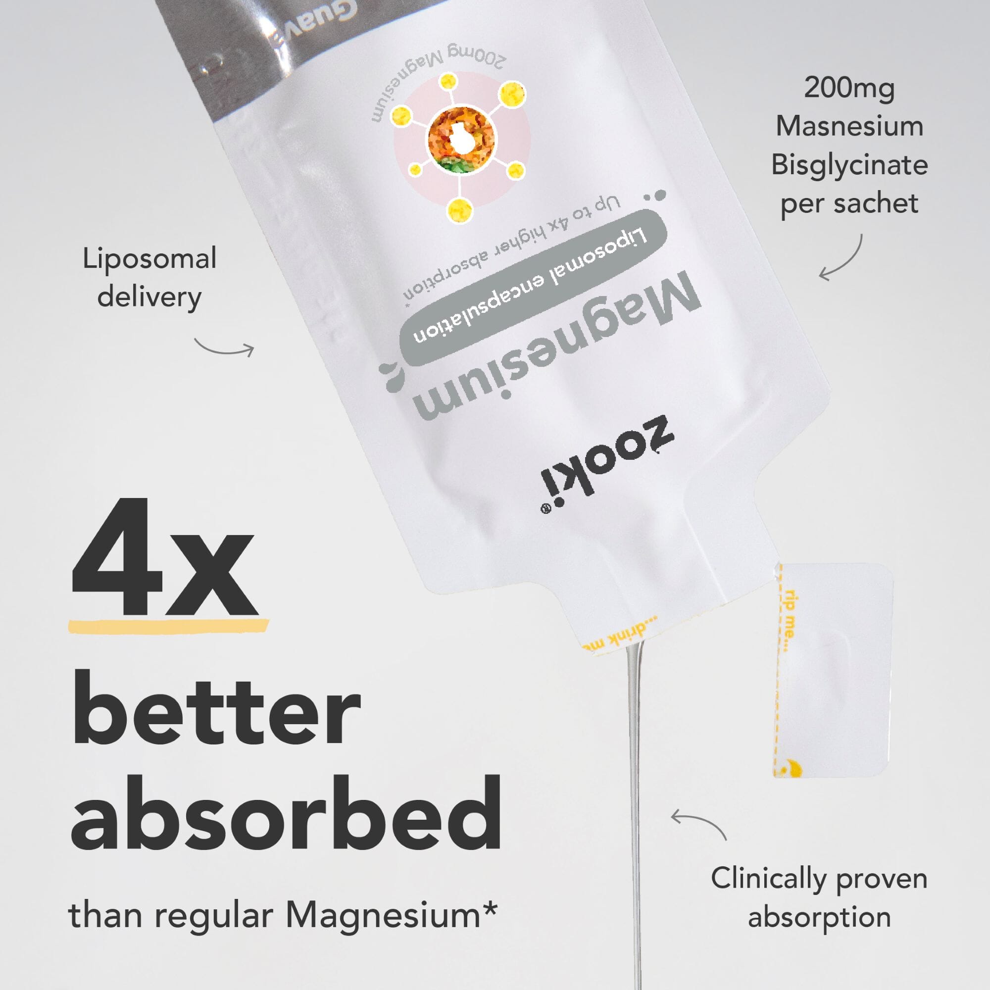 Magnesium Bisglycinate 2000mg Liquid Sachets Pineapple Flavour 30x17ml CASE