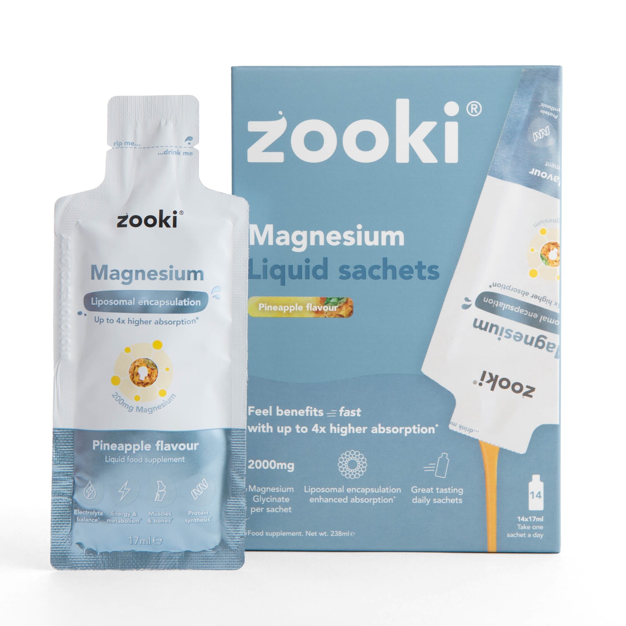 Magnesium Liquid Sachets Pineapple 2000mg 14x15ml CASE
