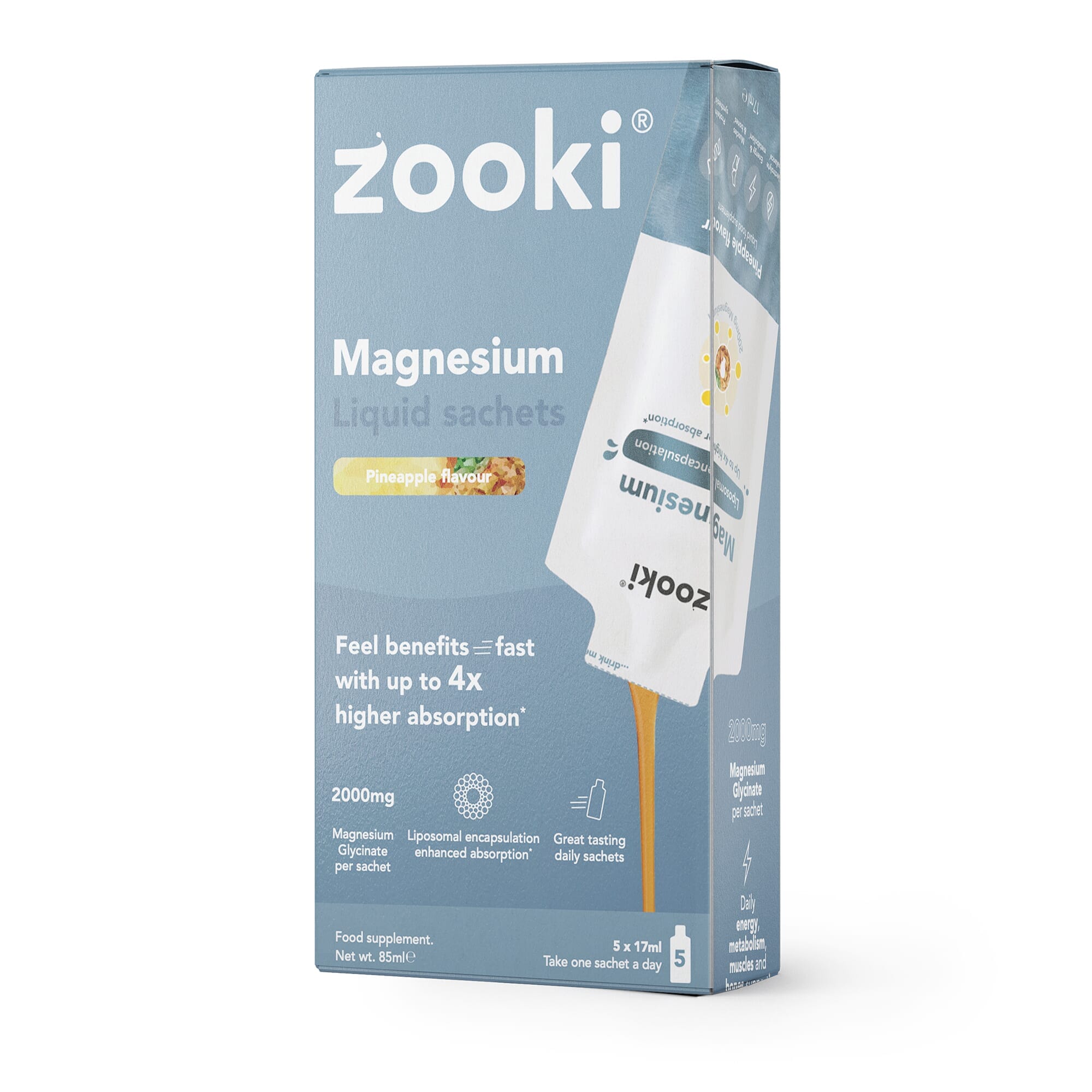 Magnesium Liquid Sachets Pineapple 2000mg 5x15ml CASE