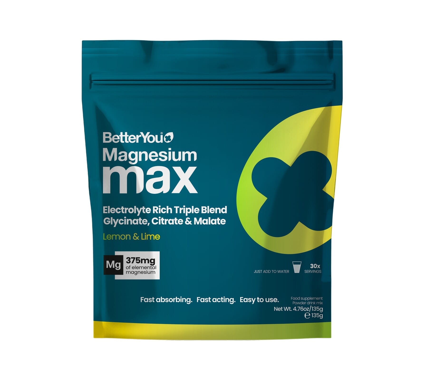Magnesium Max Triple Blend Powder - Lemon and Lime 135g