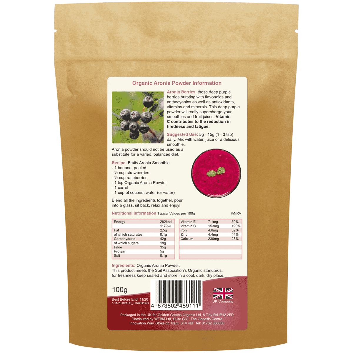 Organic Aronia Powder 100g