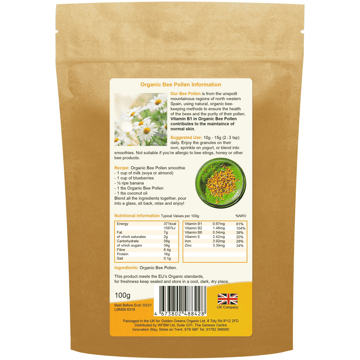 Organic Bee Pollen 100g