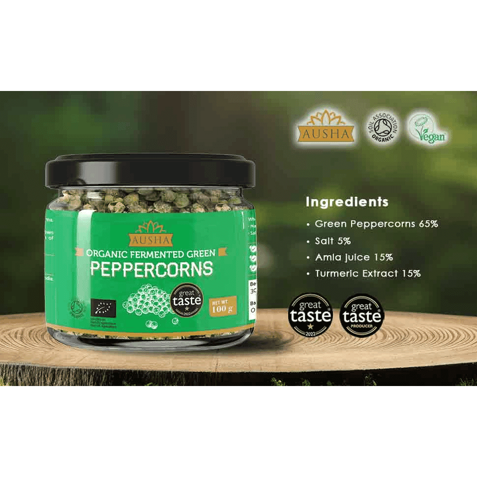 Organic Fermented Green Peppercorns 100g