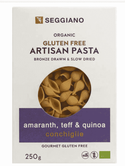 Seggiano Organic Gluten Free Teff, Amaranth & Quinoa Conchiglie 250g