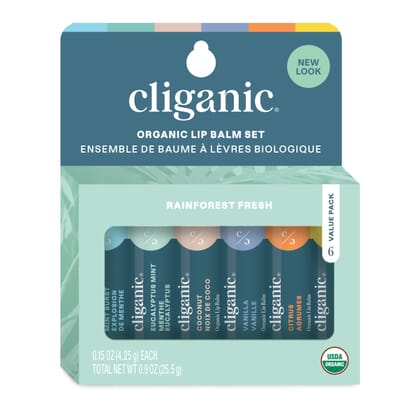 Cliganic Organic Lip Balm Set, 6pk