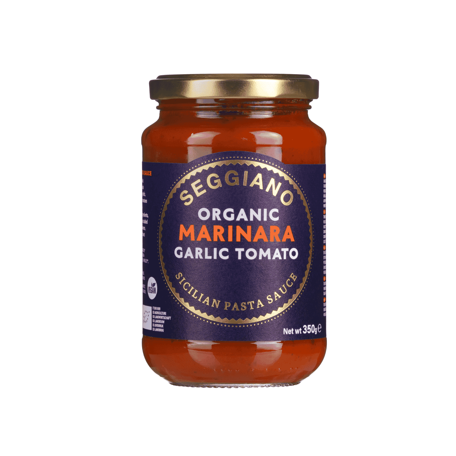 Organic Marinara Garlic Tomato Sicilian Pasta Sauce 350g