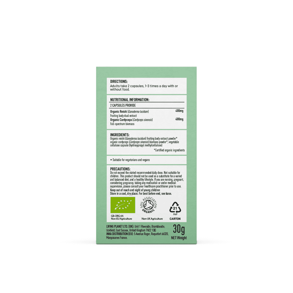 Organic Myco O2 Reishi & Cordyceps 60s