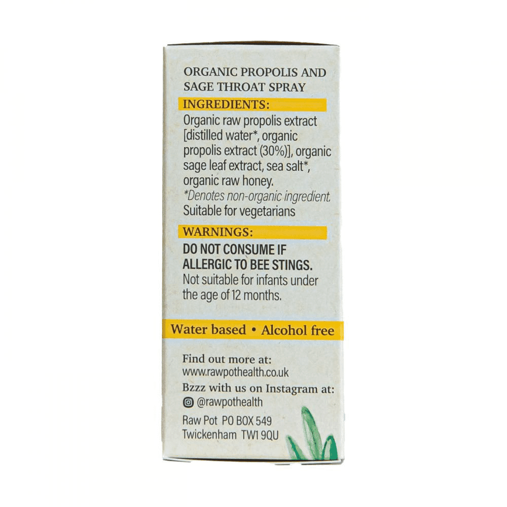 Organic Propolis and Sage Throat Spray 30ml