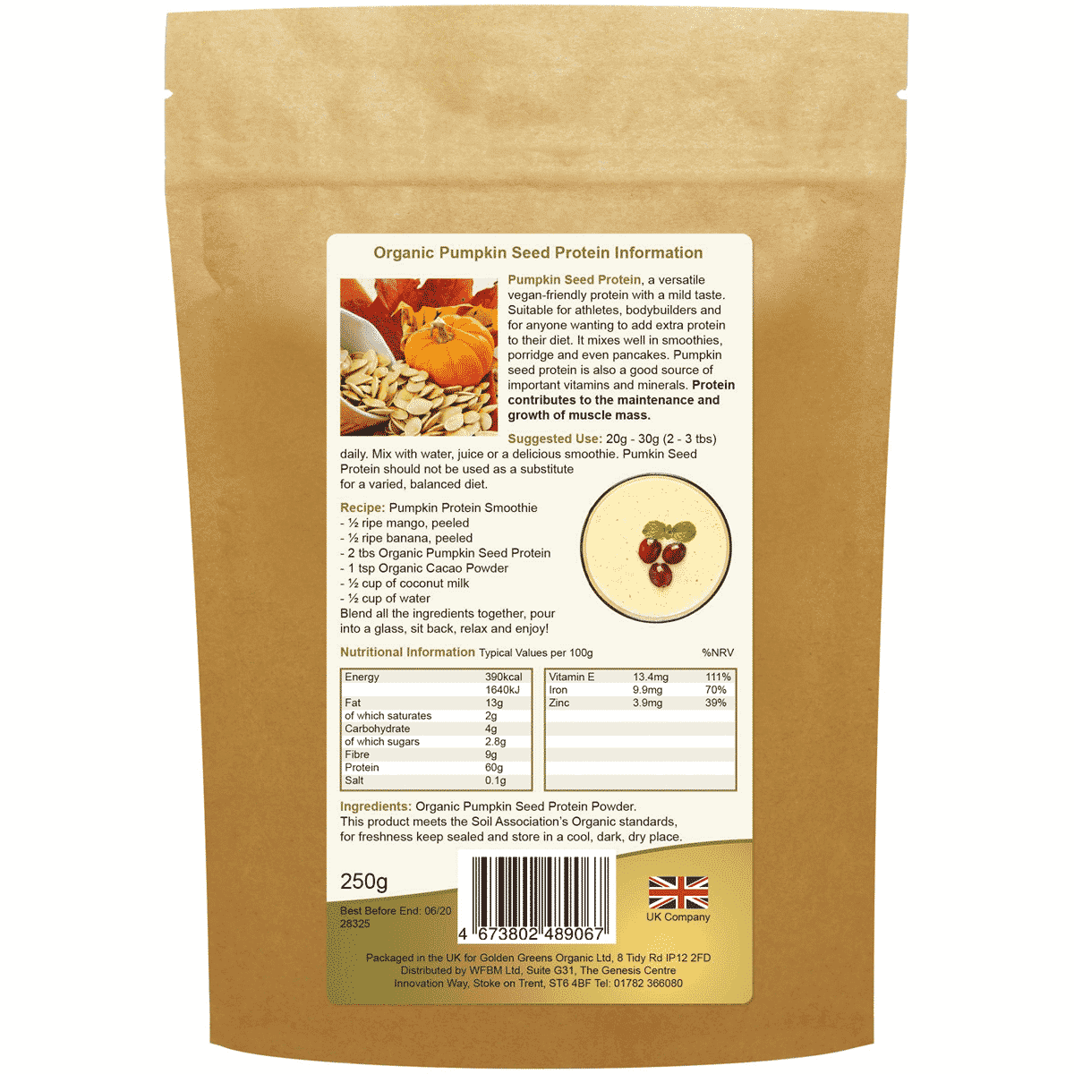 Organic Pumpkin Seed Protein 250g