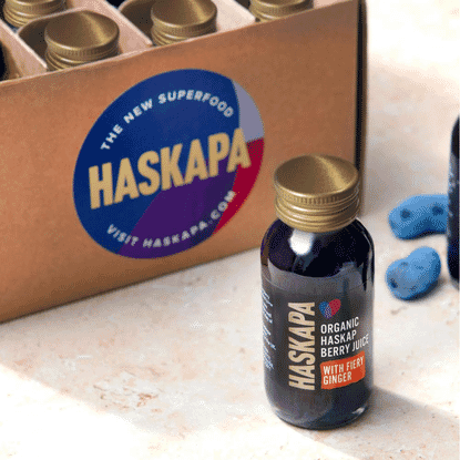 Organic Pure Haskap Berry Juice with Fiery Ginger 6 x 60ml CASE