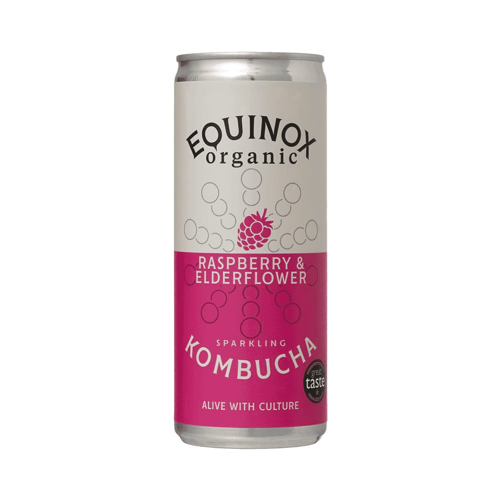 Organic Raspberry & Elderflower Sparkling Kombucha 250ml SINGLE CAN