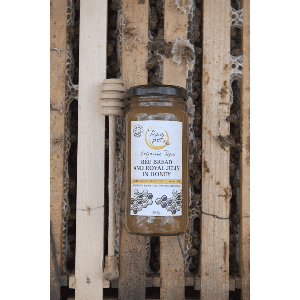 Organic Raw Bee Bread and Royal Jelly in Honey 295g