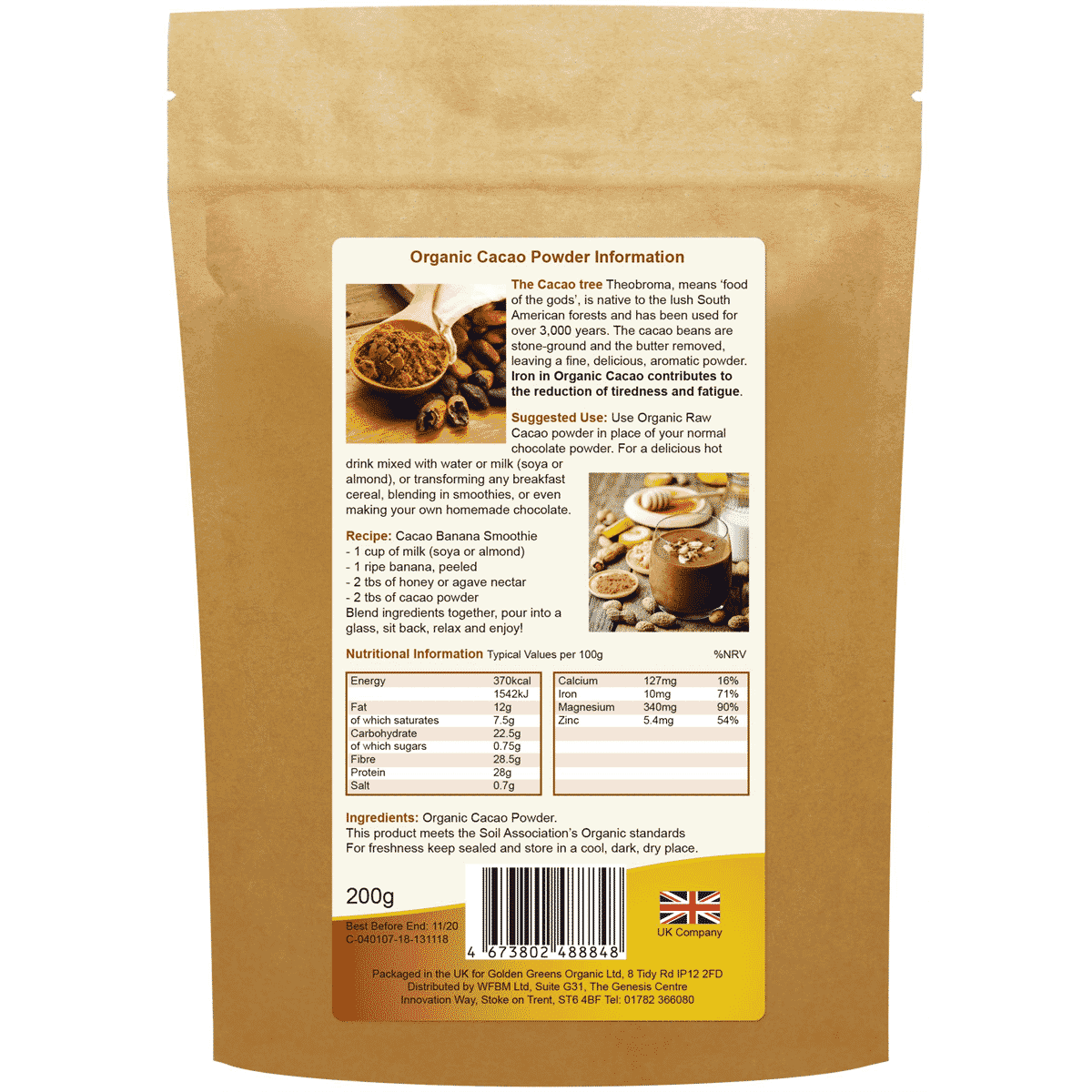 Organic Raw Cacao Powder 200g