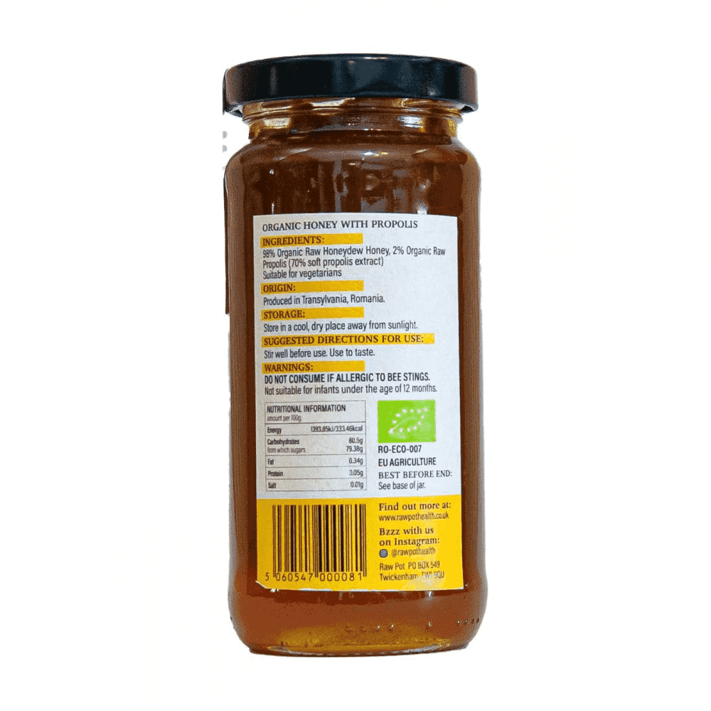 Organic Raw Honeydew Honey with Propolis 300g