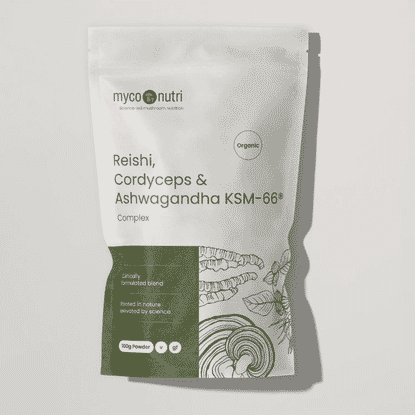 Organic Reishi, Cordcyeps & Ashwagandha KSM-66 Complex 100g Powder