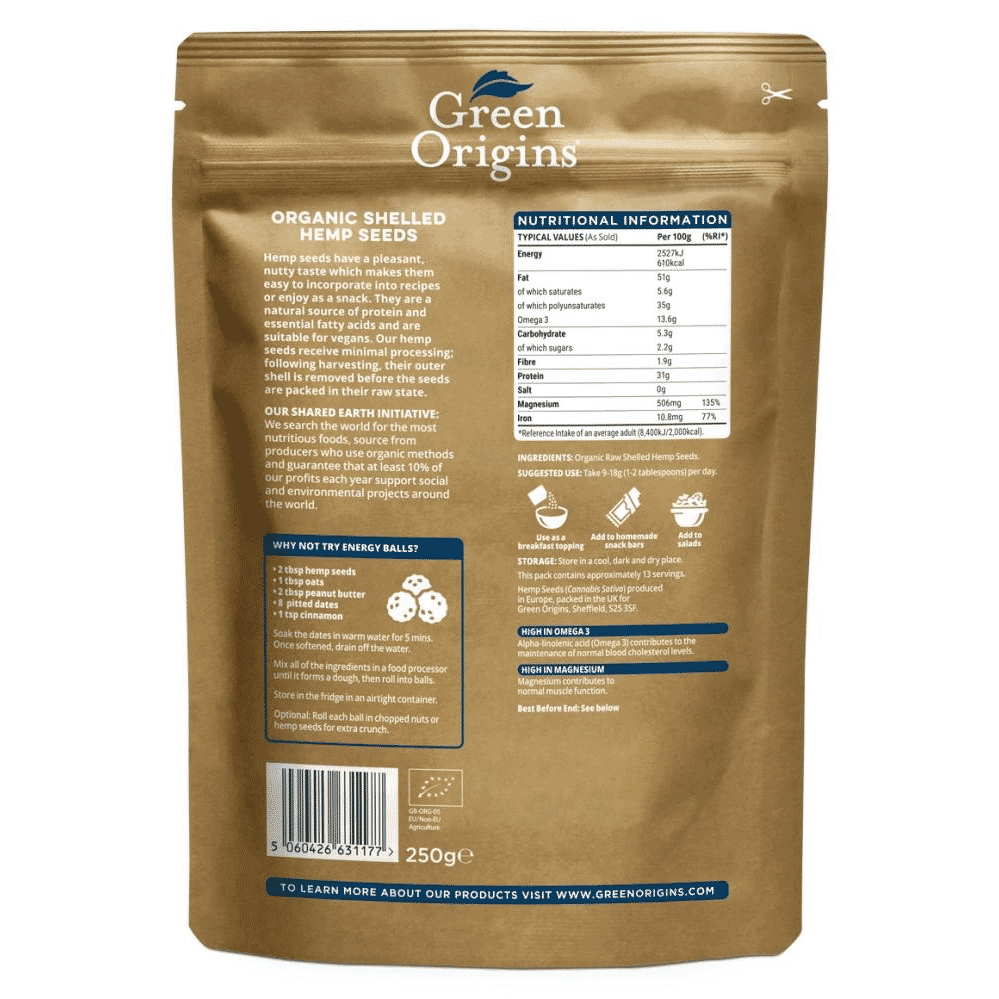 Organic Shelled Hemp Seeds 250g