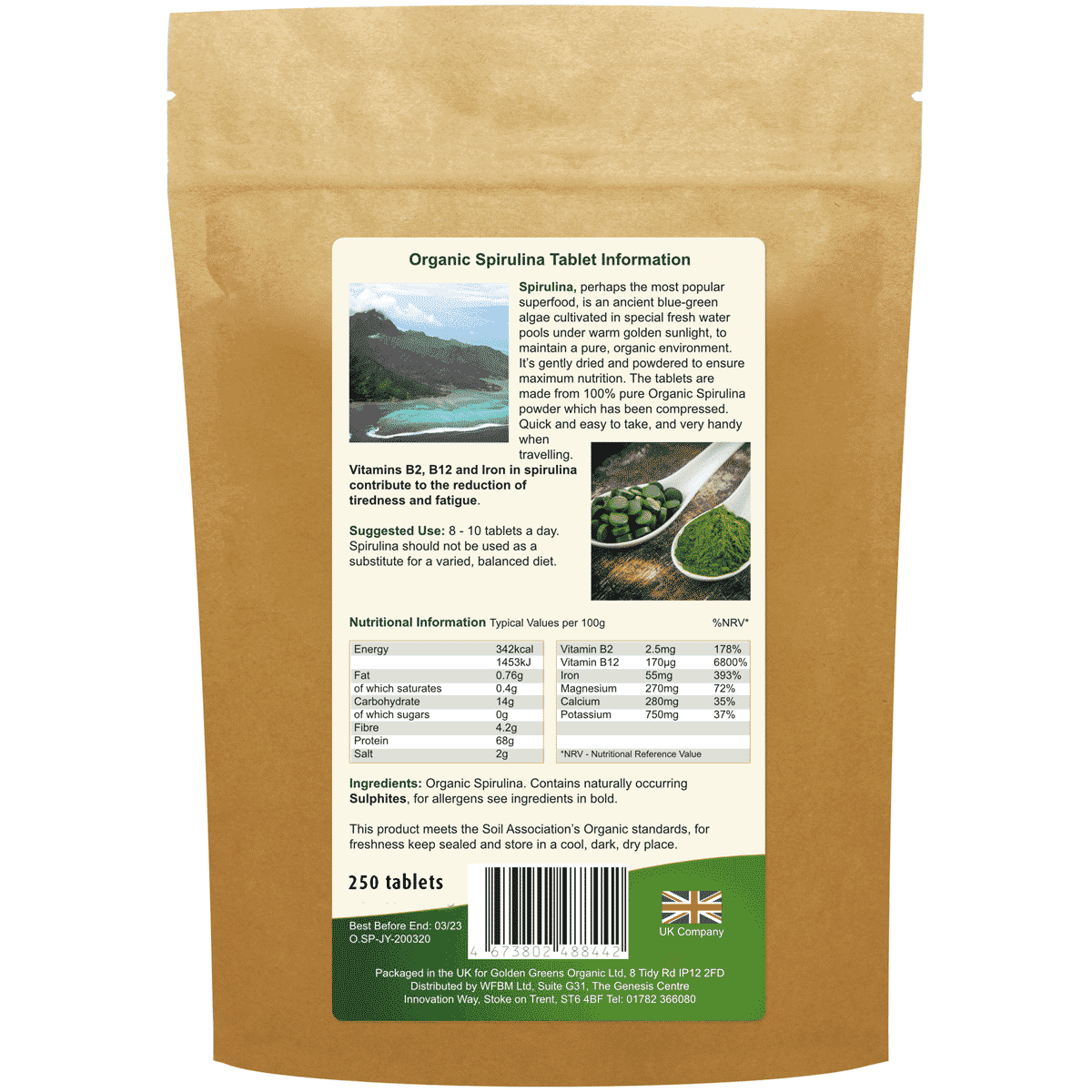 Organic Spirulina Tablets 250s