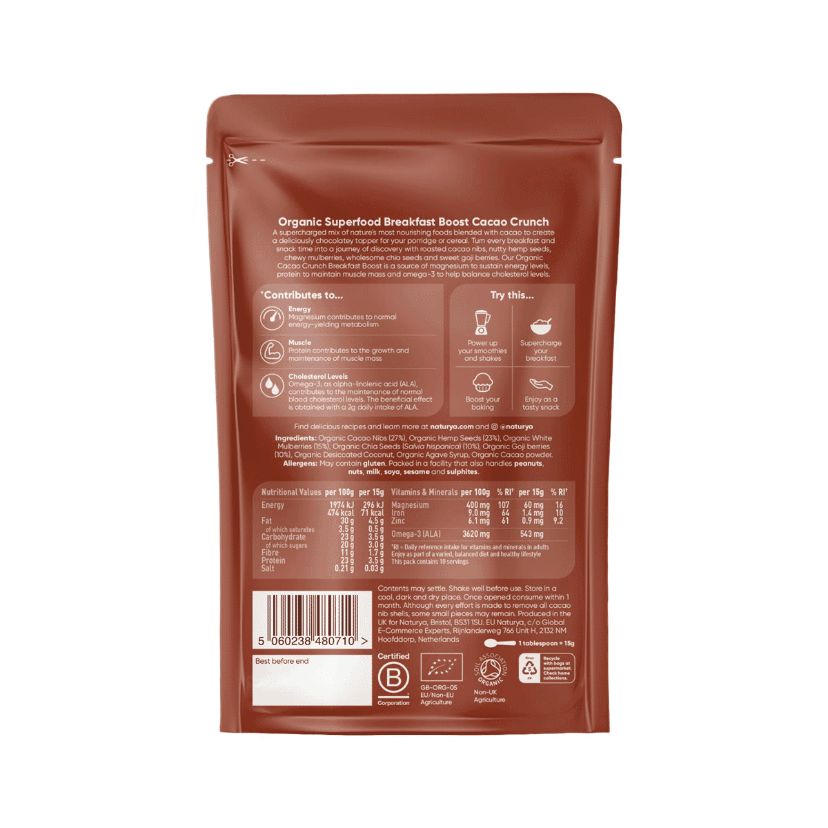 Organic Superfood Breakfast Boost Cacao Crunch 150g