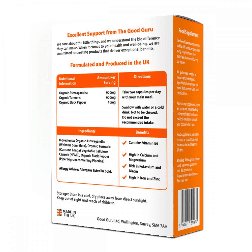 Organic Turmeric, Organic Ashwagandha & Black Pepper 60s