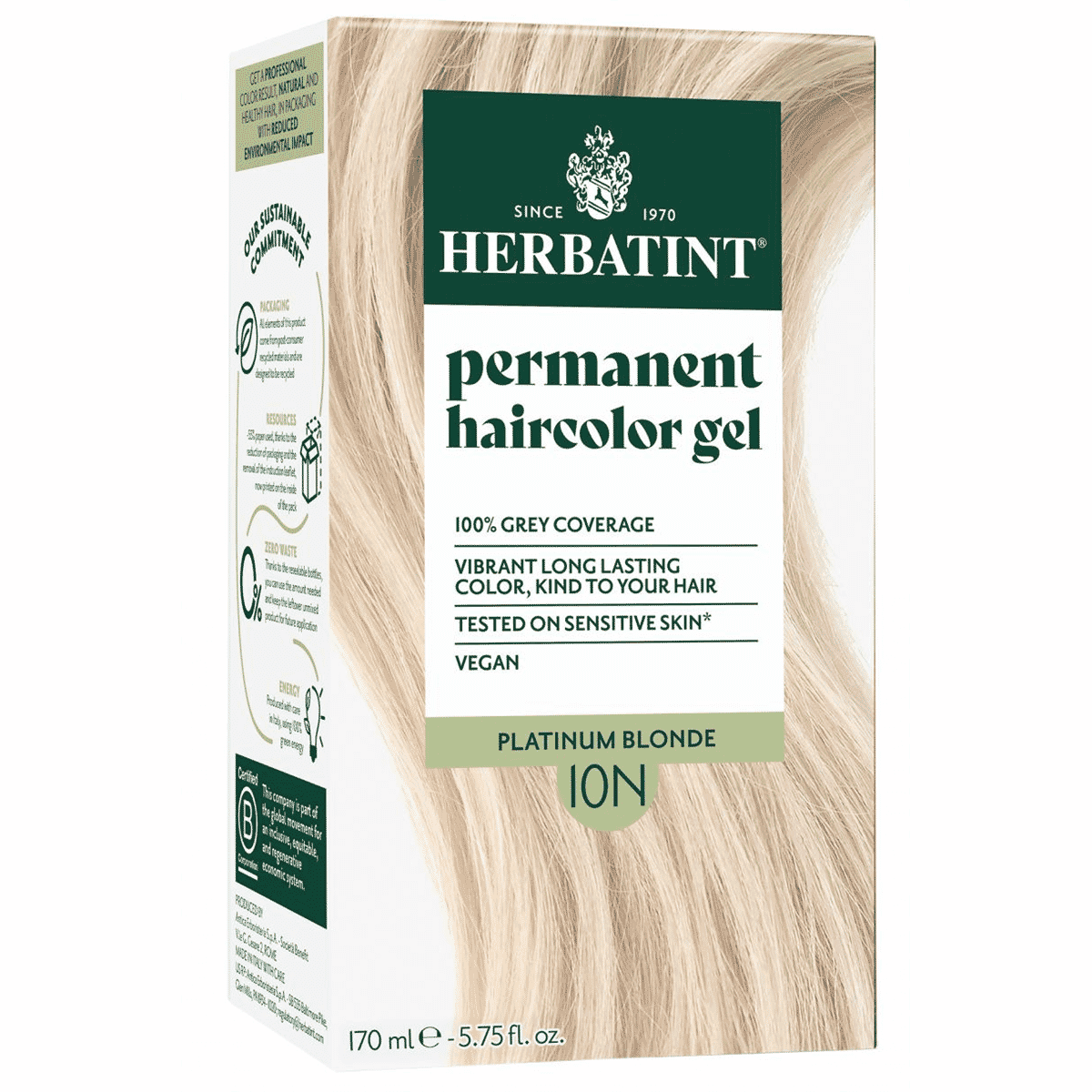 Permanent Hair Color Gel 10N Platinum Blonde 170ml