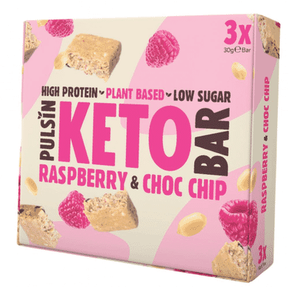 Plant Based Keto Bar Raspberry & Choc Chip 3x30g Multipack
