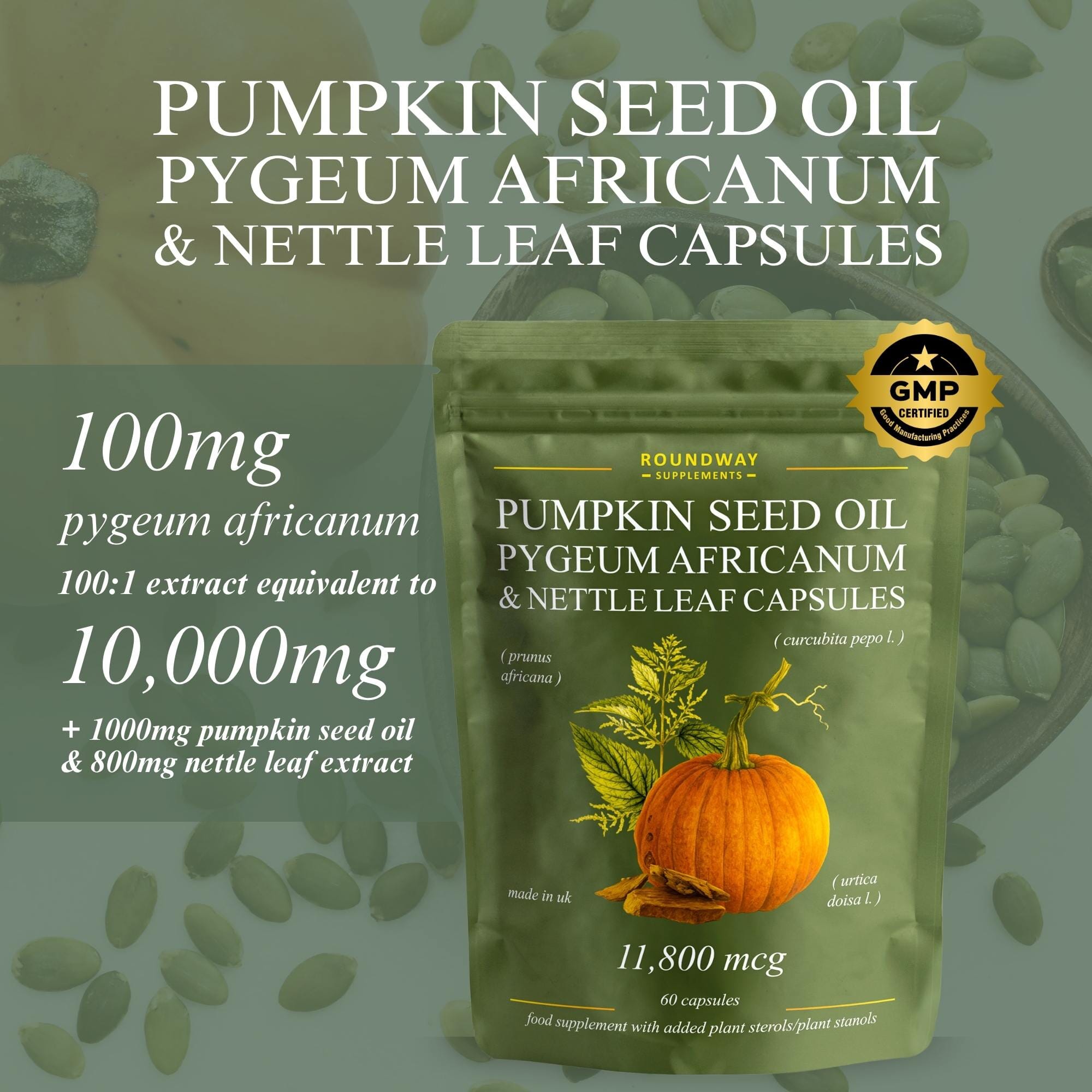 Pumpkin Seed Oil, Pygeum Africanum & Nettle Leaf Capsules 60s