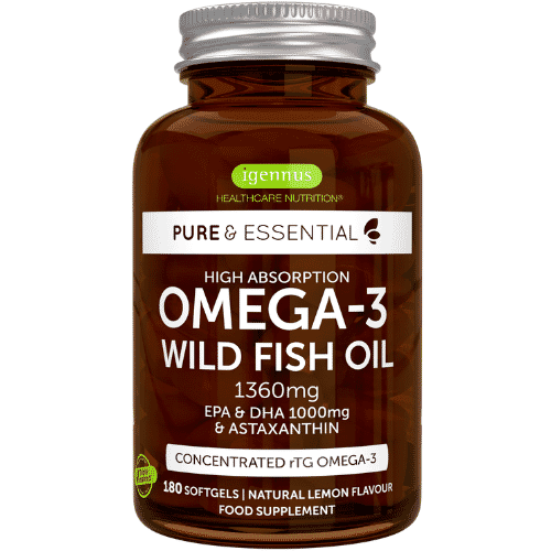 Pure & Essential Omega-3 Wild Fish Oil 1360mg EPA & DHA 1000mg & Astaxanthin 180s