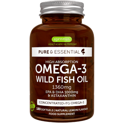 Pure & Essential Omega-3 Wild Fish Oil 1360mg EPA & DHA 1000mg & Astaxanthin 180s