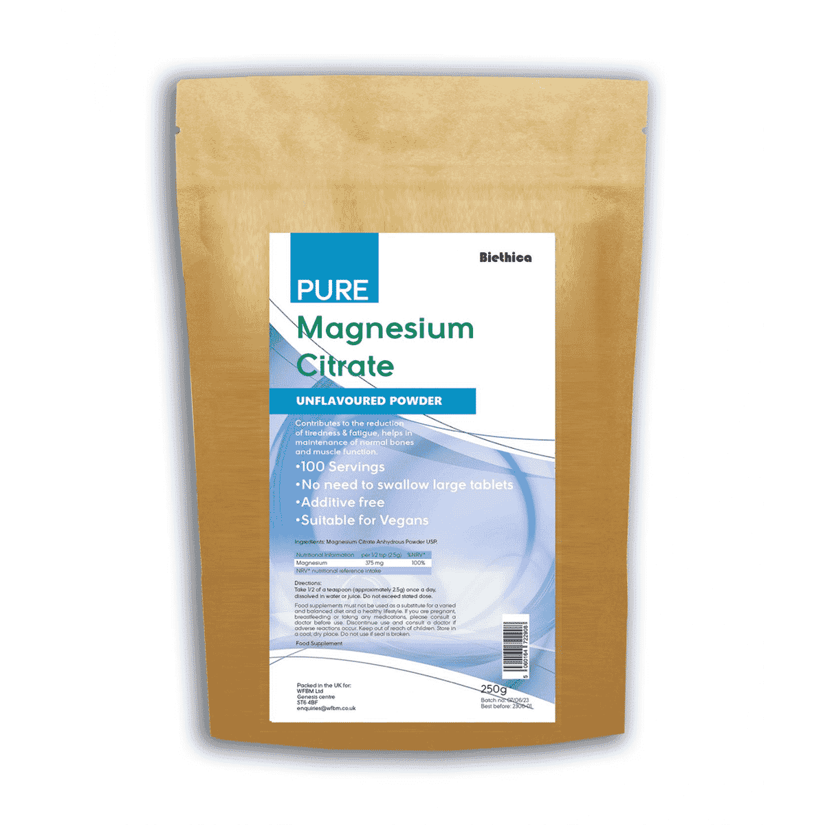 Pure Magnesium Citrate Powder 250g