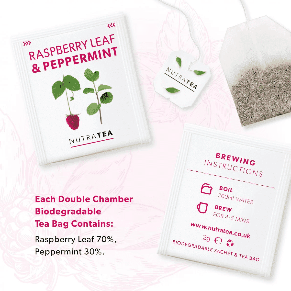 Raspberry Leaf & Peppermint Tea Bags 20s