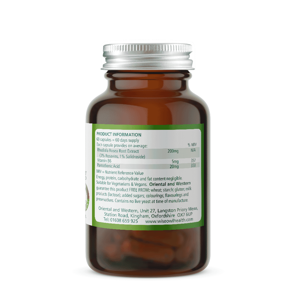 Rhodiola 200mg plus Vitamin B6 5mg and Pantothenic Acid 20mg 60s