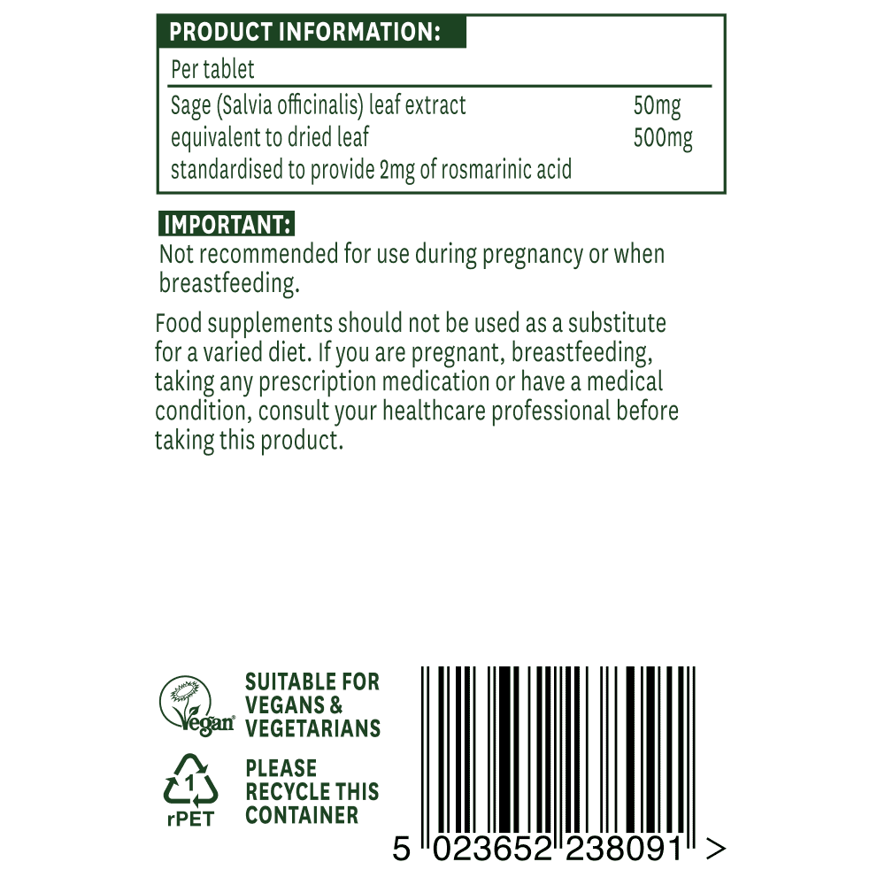 Sage Leaf (Standardised) 500mg 90s