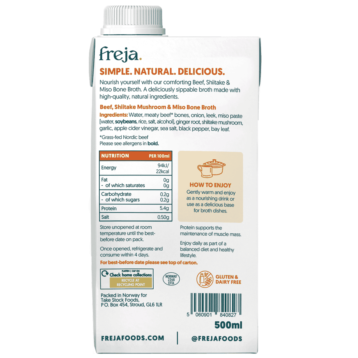 Sipping Bone Broth Beef, Shiitake & Miso 500ml