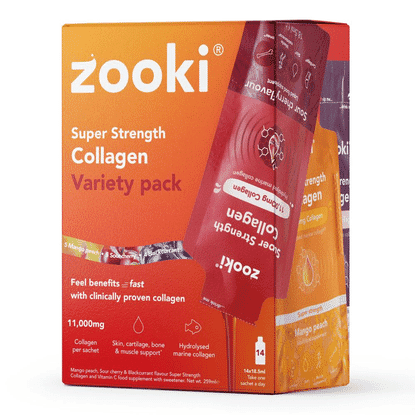 Super Strength Collagen Variety Pack 5xMango Peach 5xSour Cherry 4xBlackcurrant 11,000mg 14x18.5ml CASE