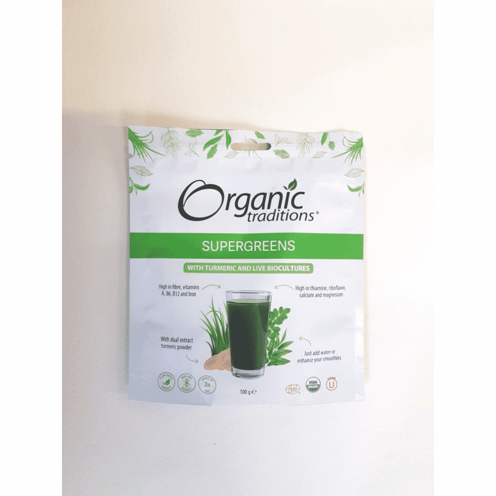 SuperGreens with Turmeric and Live Biocultures 100g
