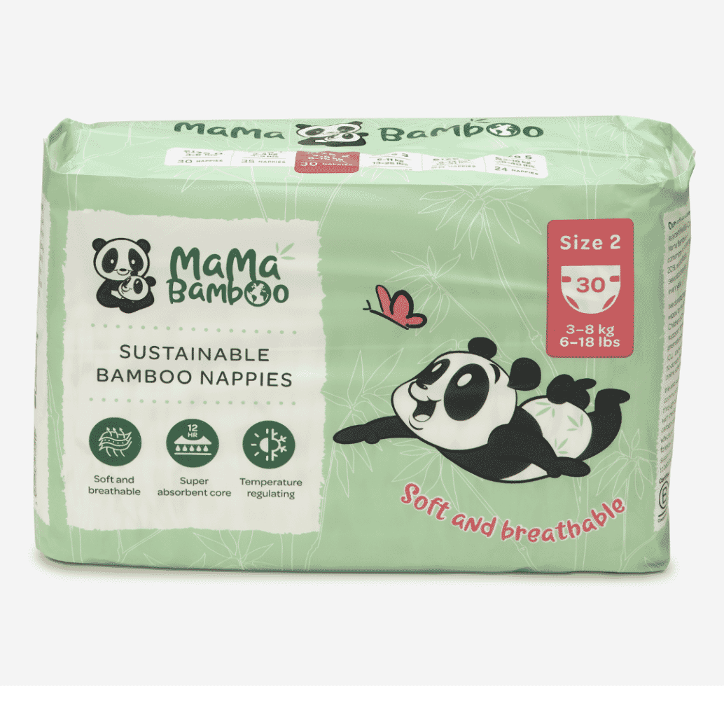 Sustainable Bamboo Nappies Size 2 (3-8kg 6-18lb) 30s