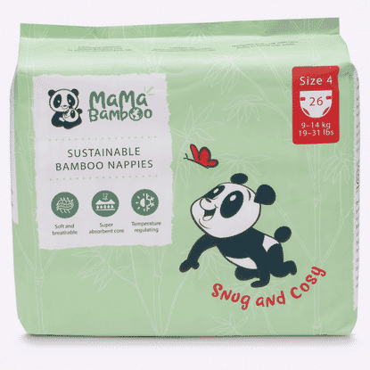 Sustainable Bamboo Nappies Size 4 (9-14kg 19-31lb) 26s