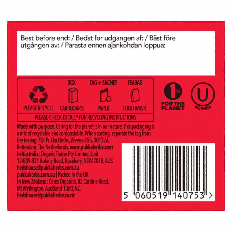 Turmeric, Ginger & Orange Herbal Tea 20 Sachets